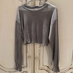Zara long sleeved ribbed cropped shirt